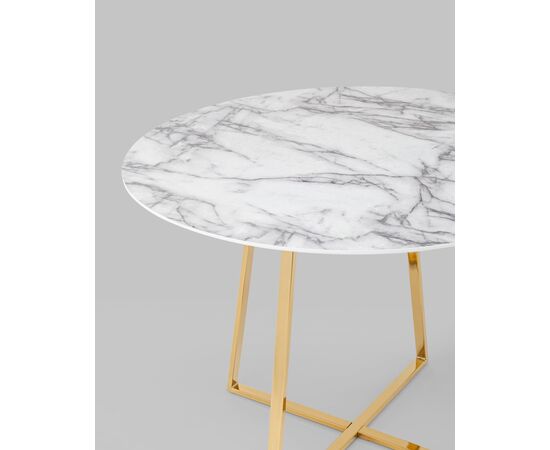 Стол обеденный Дакота 100*100 белый мрамор ножки золото, изображение 14 | Интернет магазин мебели и декора LifeDekor