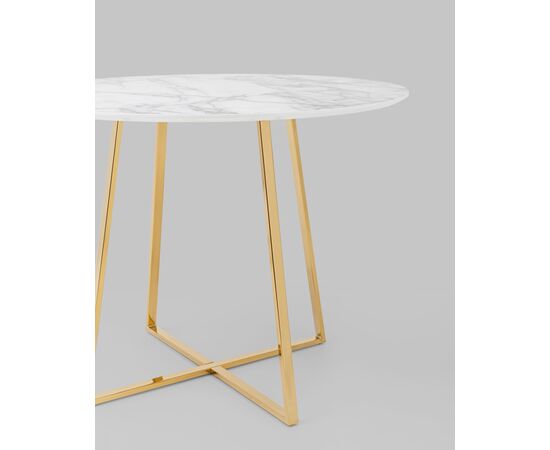 Стол обеденный Дакота 100*100 белый мрамор ножки золото, изображение 15 | Интернет магазин мебели и декора LifeDekor