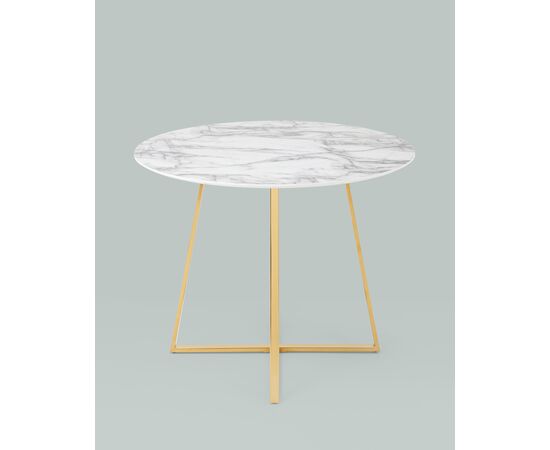 Стол обеденный Дакота 100*100 белый мрамор ножки золото, изображение 13 | Интернет магазин мебели и декора LifeDekor
