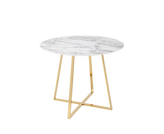 Стол обеденный Дакота 100*100 белый мрамор ножки золото | Интернет магазин мебели и декора LifeDekor