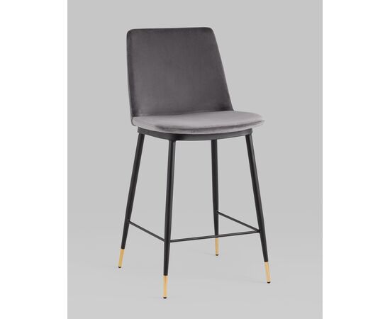 Стул полубарный Мелисса велюр темно-серый, изображение 2 | Интернет магазин мебели и декора LifeDekor