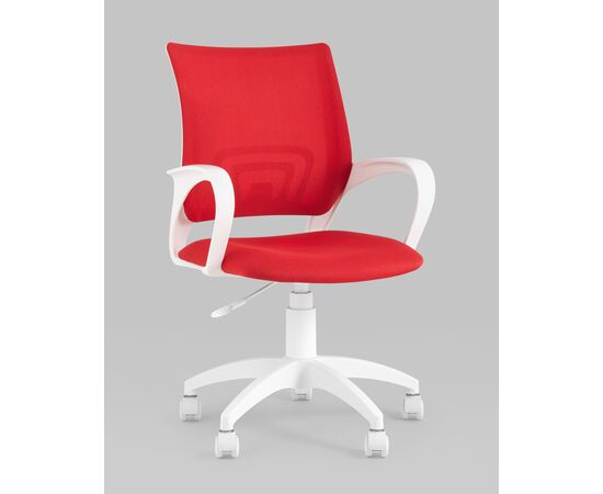 Кресло офисное TopChairs ST-BASIC-W красная ткань крестовина белый пластик, изображение 2 | Интернет магазин мебели и декора LifeDekor