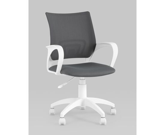 Кресло офисное Topchairs ST-BASIC-W серая ткань крестовина белый пластик, изображение 2 | Интернет магазин мебели и декора LifeDekor