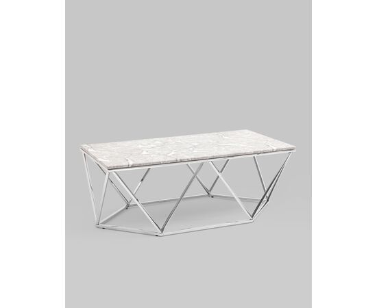 Журнальный столик Авалон 122*66 серый мрамор сталь серебро, изображение 2 | Интернет магазин мебели и декора LifeDekor