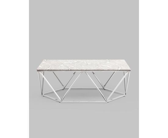 Журнальный столик Авалон 122*66 серый мрамор сталь серебро, изображение 5 | Интернет магазин мебели и декора LifeDekor