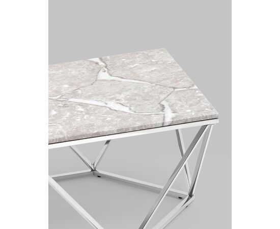 Журнальный столик Авалон 122*66 серый мрамор сталь серебро, изображение 7 | Интернет магазин мебели и декора LifeDekor