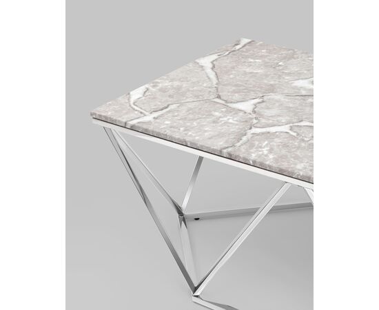 Журнальный столик Авалон 122*66 серый мрамор сталь серебро, изображение 8 | Интернет магазин мебели и декора LifeDekor