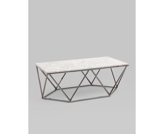 Журнальный столик Авалон 122*66 серый мрамор сталь темный хром, изображение 2 | Интернет магазин мебели и декора LifeDekor