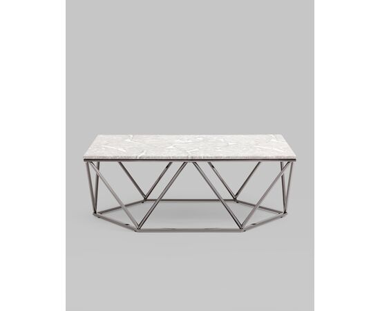 Журнальный столик Авалон 122*66 серый мрамор сталь темный хром, изображение 3 | Интернет магазин мебели и декора LifeDekor