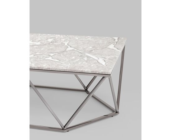 Журнальный столик Авалон 122*66 серый мрамор сталь темный хром, изображение 5 | Интернет магазин мебели и декора LifeDekor