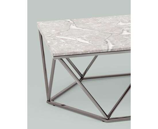 Журнальный столик Авалон 122*66 серый мрамор сталь темный хром, изображение 4 | Интернет магазин мебели и декора LifeDekor