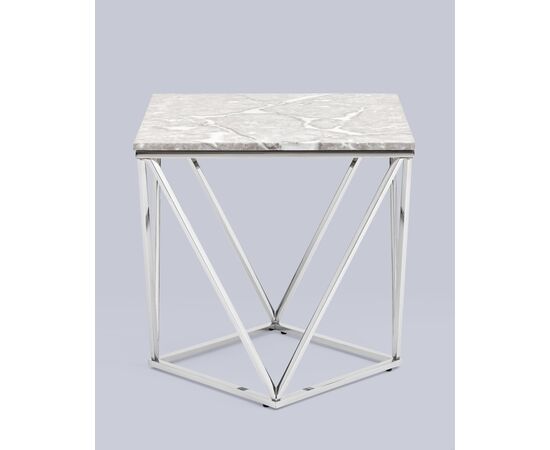 Журнальный столик Авалон 61*61 серый мрамор сталь серебро, изображение 4 | Интернет магазин мебели и декора LifeDekor