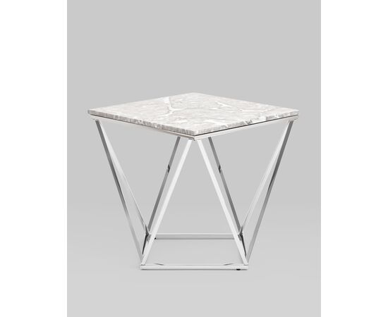 Журнальный столик Авалон 61*61 серый мрамор сталь серебро, изображение 3 | Интернет магазин мебели и декора LifeDekor
