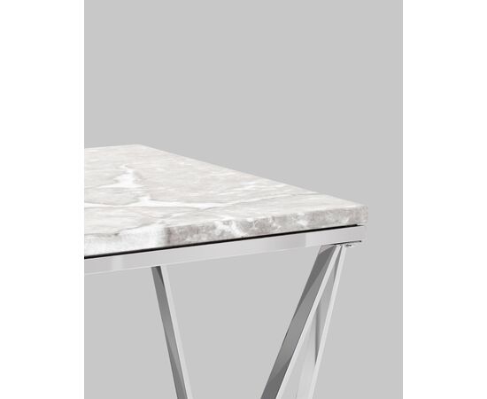 Журнальный столик Авалон 61*61 серый мрамор сталь серебро, изображение 6 | Интернет магазин мебели и декора LifeDekor