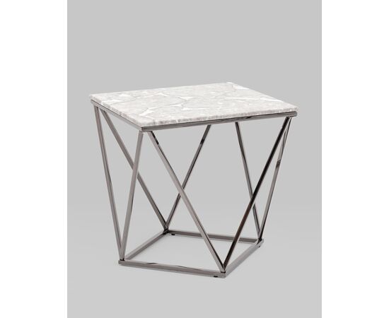 Журнальный столик Авалон 61*61 серый мрамор сталь темный хром, изображение 2 | Интернет магазин мебели и декора LifeDekor