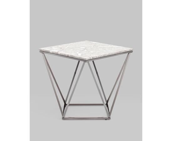 Журнальный столик Авалон 61*61 серый мрамор сталь темный хром, изображение 3 | Интернет магазин мебели и декора LifeDekor