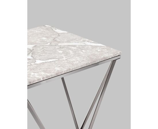 Журнальный столик Авалон 61*61 серый мрамор сталь темный хром, изображение 5 | Интернет магазин мебели и декора LifeDekor