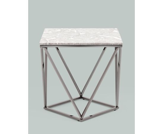 Журнальный столик Авалон 61*61 серый мрамор сталь темный хром, изображение 4 | Интернет магазин мебели и декора LifeDekor