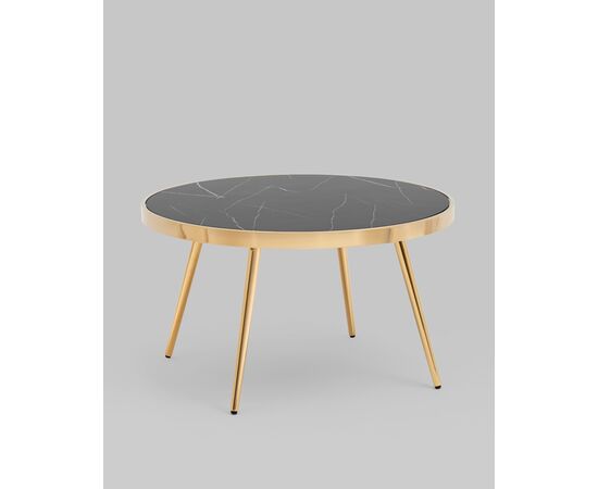 Журнальный столик Гелиос 80*80 стекло черный мрамор сталь золото, изображение 2 | Интернет магазин мебели и декора LifeDekor