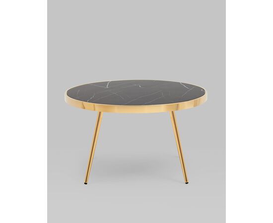 Журнальный столик Гелиос 80*80 стекло черный мрамор сталь золото, изображение 5 | Интернет магазин мебели и декора LifeDekor