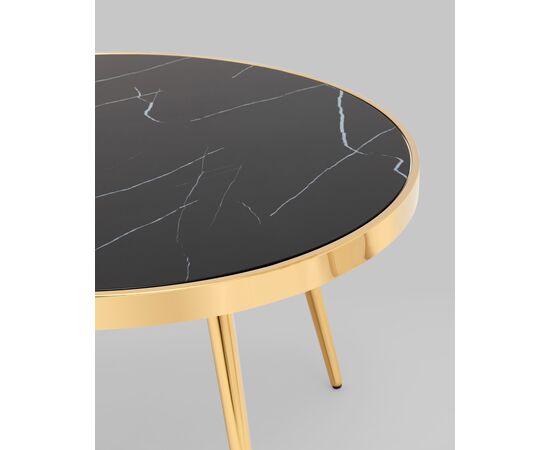 Журнальный столик Гелиос 80*80 стекло черный мрамор сталь золото, изображение 7 | Интернет магазин мебели и декора LifeDekor