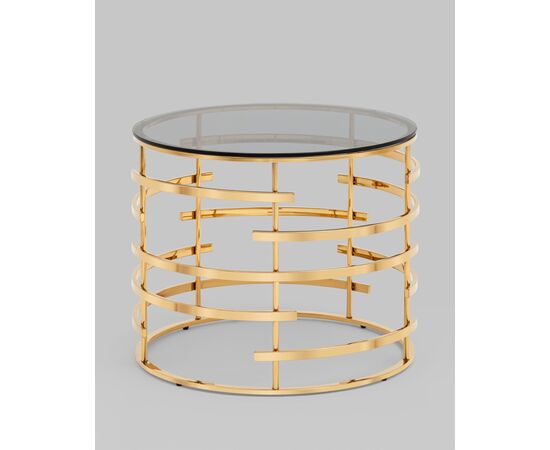 Журнальный столик Инфлюэнс 60*60 стекло smoke сталь золото, изображение 2 | Интернет магазин мебели и декора LifeDekor