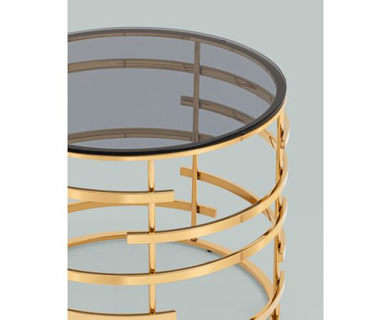 Журнальный столик Инфлюэнс 60*60 стекло smoke сталь золото, изображение 4 | Интернет магазин мебели и декора LifeDekor