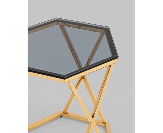 Журнальный столик Круз 48*42 стекло smoke сталь золото, изображение 12 | Интернет магазин мебели и декора LifeDekor