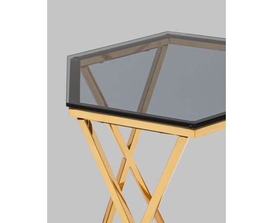 Журнальный столик Круз 48*42 стекло smoke сталь золото, изображение 13 | Интернет магазин мебели и декора LifeDekor