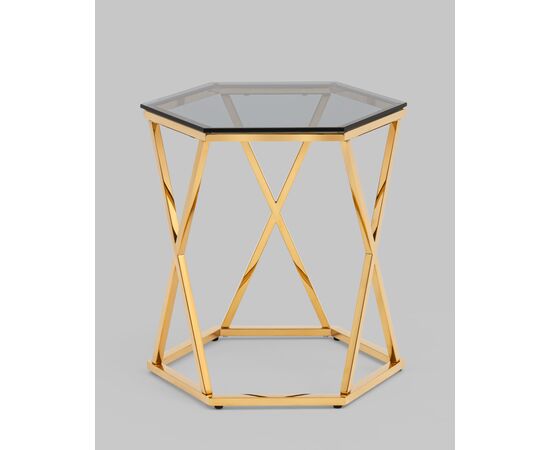 Журнальный столик Круз 48*42 стекло smoke сталь золото, изображение 10 | Интернет магазин мебели и декора LifeDekor