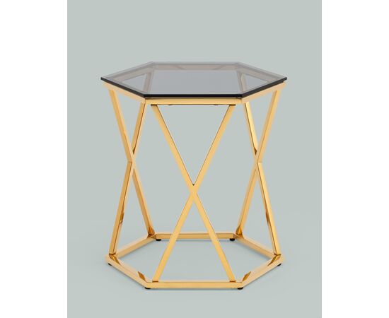Журнальный столик Круз 48*42 стекло smoke сталь золото, изображение 11 | Интернет магазин мебели и декора LifeDekor