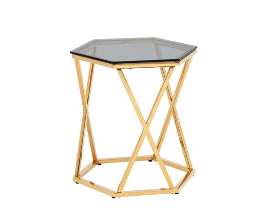 Журнальный столик Круз 48*42 стекло smoke сталь золото | Интернет магазин мебели и декора LifeDekor