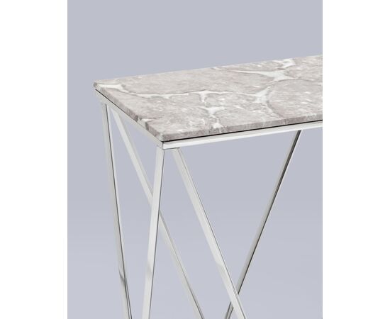 Консоль Авалон 122*41 серый мрамор сталь серебро, изображение 6 | Интернет магазин мебели и декора LifeDekor