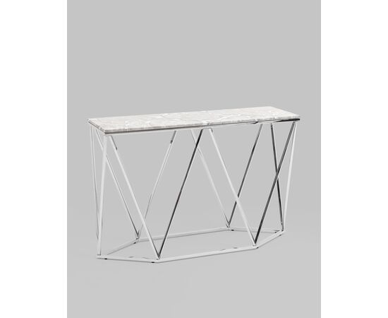 Консоль Авалон 122*41 серый мрамор сталь серебро, изображение 2 | Интернет магазин мебели и декора LifeDekor