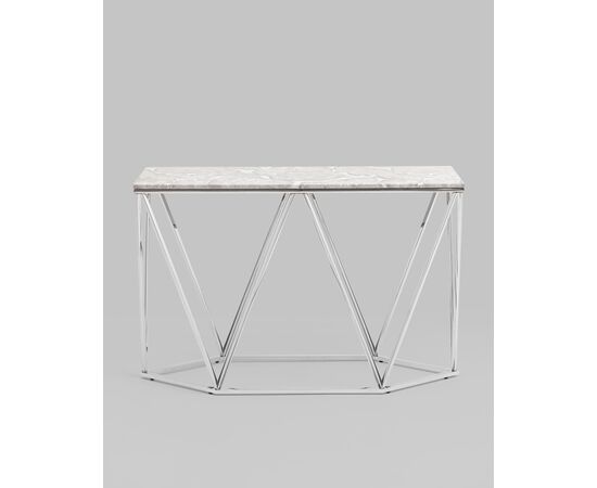 Консоль Авалон 122*41 серый мрамор сталь серебро, изображение 5 | Интернет магазин мебели и декора LifeDekor