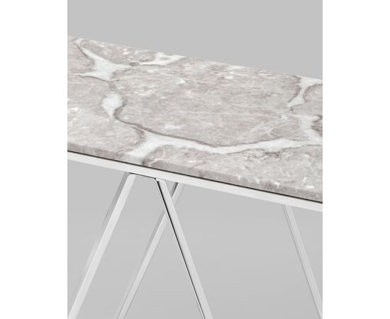 Консоль Авалон 122*41 серый мрамор сталь серебро, изображение 7 | Интернет магазин мебели и декора LifeDekor