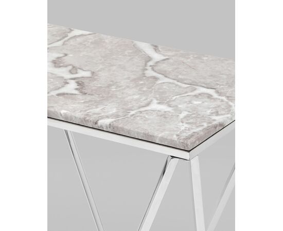 Консоль Авалон 122*41 серый мрамор сталь серебро, изображение 8 | Интернет магазин мебели и декора LifeDekor