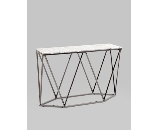 Консоль Авалон 122*41 серый мрамор сталь темный хром, изображение 2 | Интернет магазин мебели и декора LifeDekor