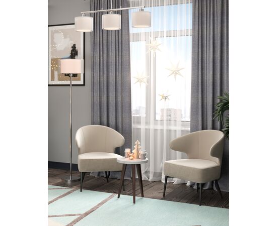 Кресло лаунж Royal Stripes велюр молочный, изображение 5 | Интернет магазин мебели и декора LifeDekor