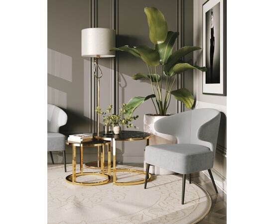 Кресло лаунж Royal Stripes велюр серый, изображение 5 | Интернет магазин мебели и декора LifeDekor