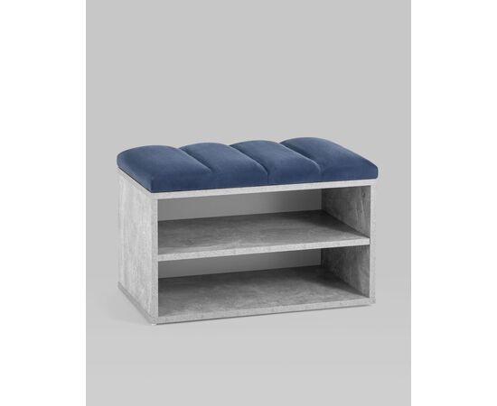 Обувница Хольст серая велюр синий, изображение 2 | Интернет магазин мебели и декора LifeDekor