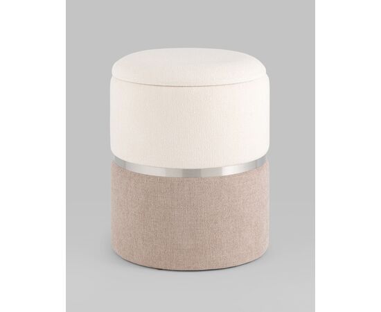 Пуф Кэрри с ящиком серебро шенилл серо-бежевый, изображение 2 | Интернет магазин мебели и декора LifeDekor