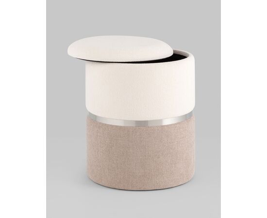 Пуф Кэрри с ящиком серебро шенилл серо-бежевый, изображение 5 | Интернет магазин мебели и декора LifeDekor