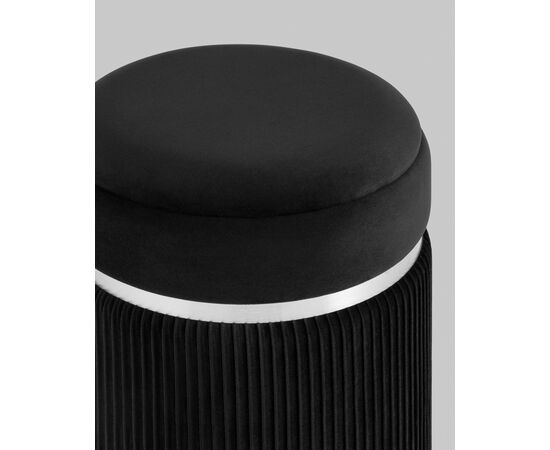 Пуф Миранда с ящиком серебро велюр черный, изображение 5 | Интернет магазин мебели и декора LifeDekor