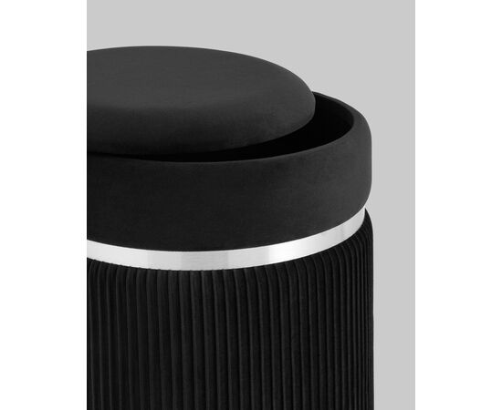 Пуф Миранда с ящиком серебро велюр черный, изображение 6 | Интернет магазин мебели и декора LifeDekor