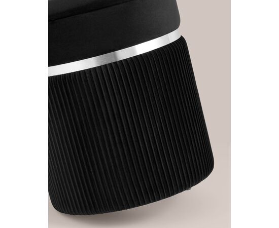 Пуф Миранда с ящиком серебро велюр черный, изображение 3 | Интернет магазин мебели и декора LifeDekor