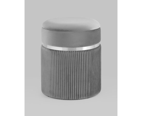 Пуф Миранда с ящиком серебро велюр серый, изображение 2 | Интернет магазин мебели и декора LifeDekor