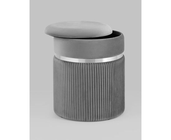 Пуф Миранда с ящиком серебро велюр серый, изображение 4 | Интернет магазин мебели и декора LifeDekor