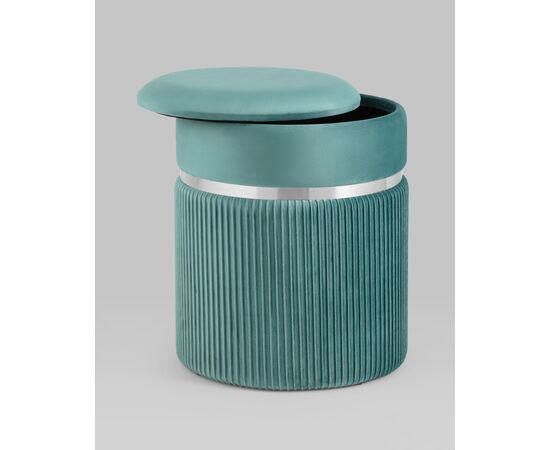 Пуф Миранда с ящиком серебро велюр светло-бирюзовый, изображение 6 | Интернет магазин мебели и декора LifeDekor