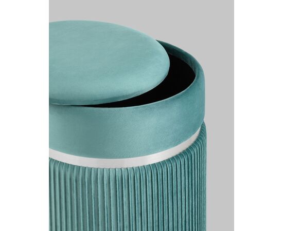 Пуф Миранда с ящиком серебро велюр светло-бирюзовый, изображение 7 | Интернет магазин мебели и декора LifeDekor